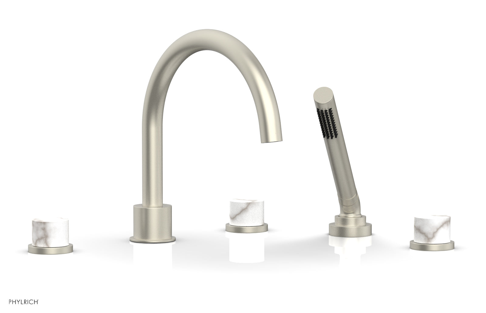 Phylrich BASIC II Deck Tub Set with Hand Shower - White Marble