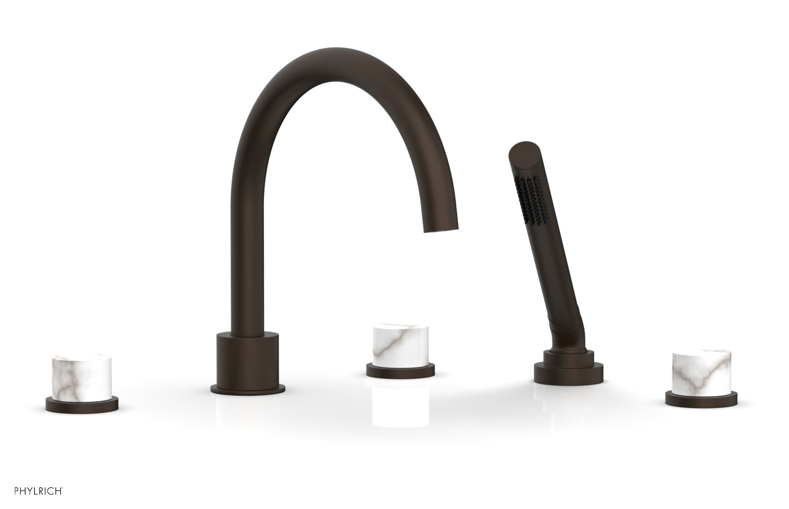 Phylrich BASIC II Deck Tub Set with Hand Shower - White Marble