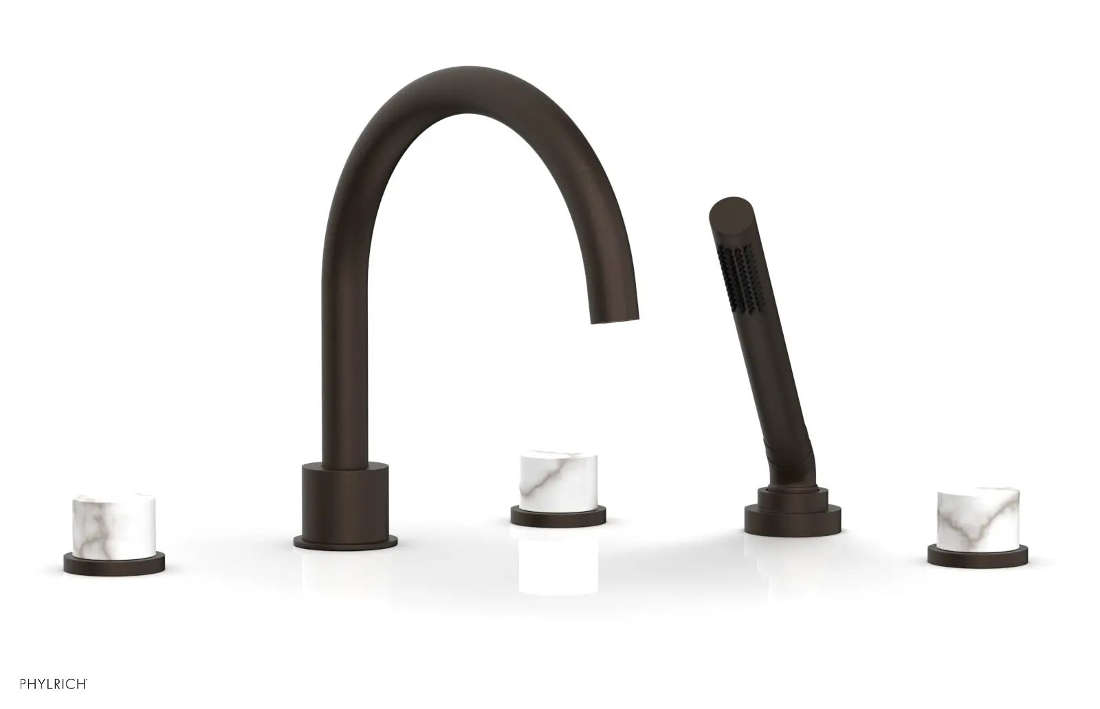 Phylrich BASIC II Deck Tub Set with Hand Shower - White Marble by Phylrich