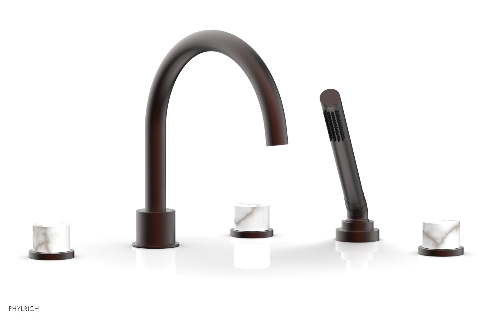 Phylrich BASIC II Deck Tub Set with Hand Shower - White Marble