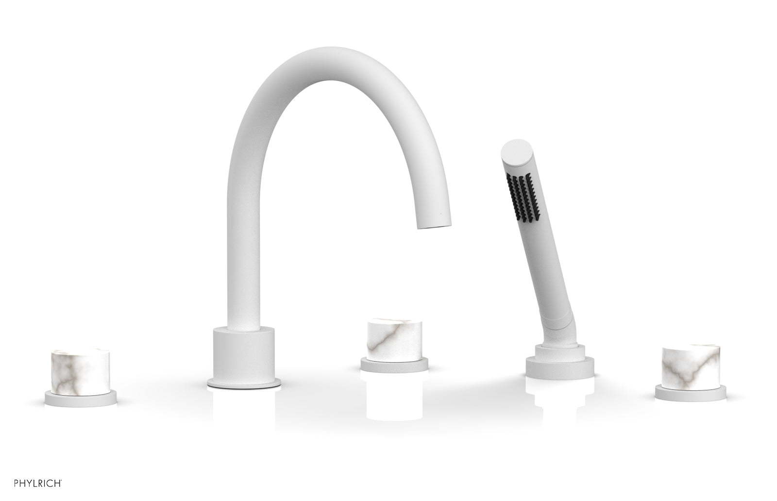 Phylrich BASIC II Deck Tub Set with Hand Shower - White Marble