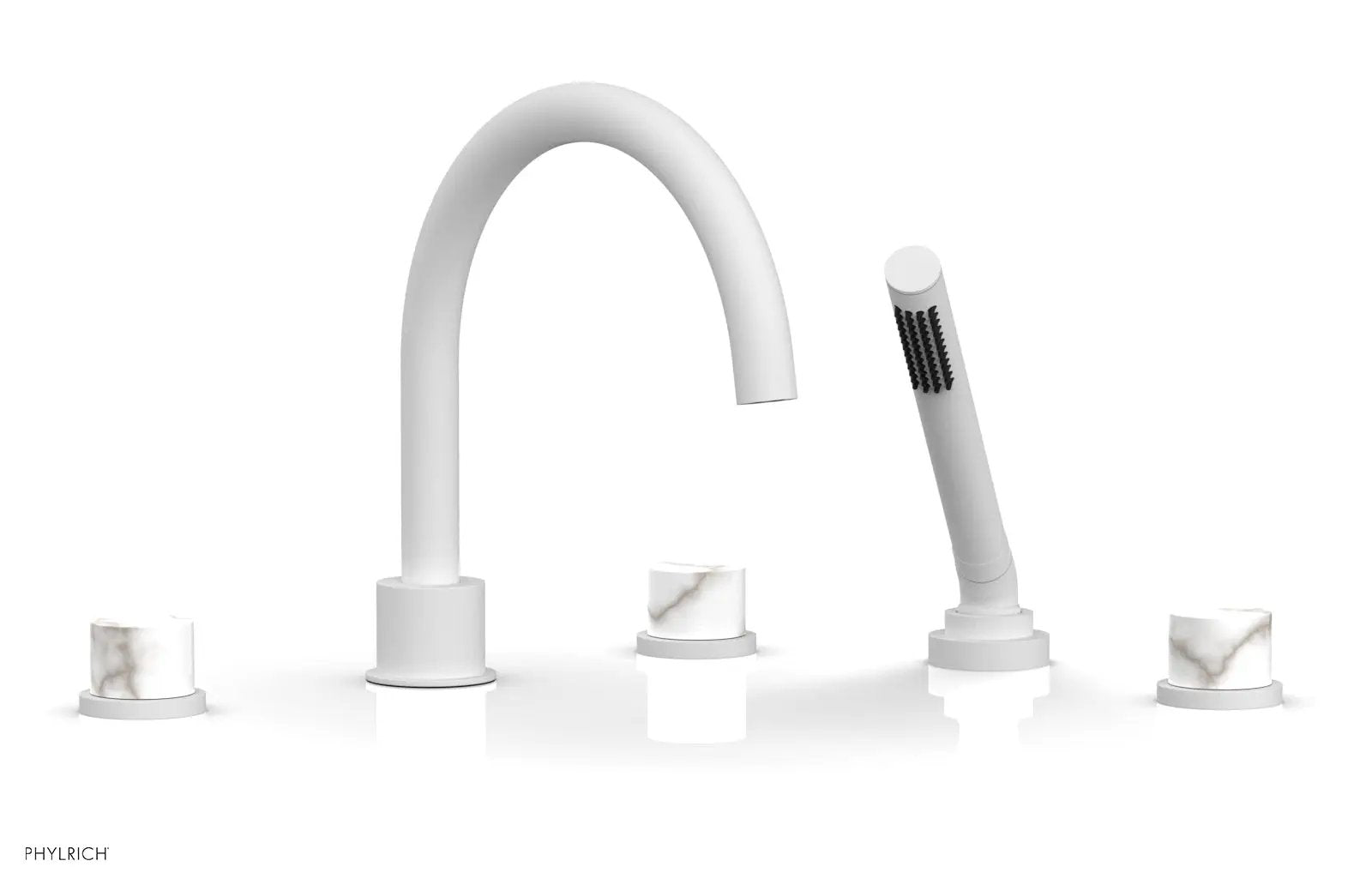 Phylrich BASIC II Deck Tub Set with Hand Shower - White Marble by Phylrich