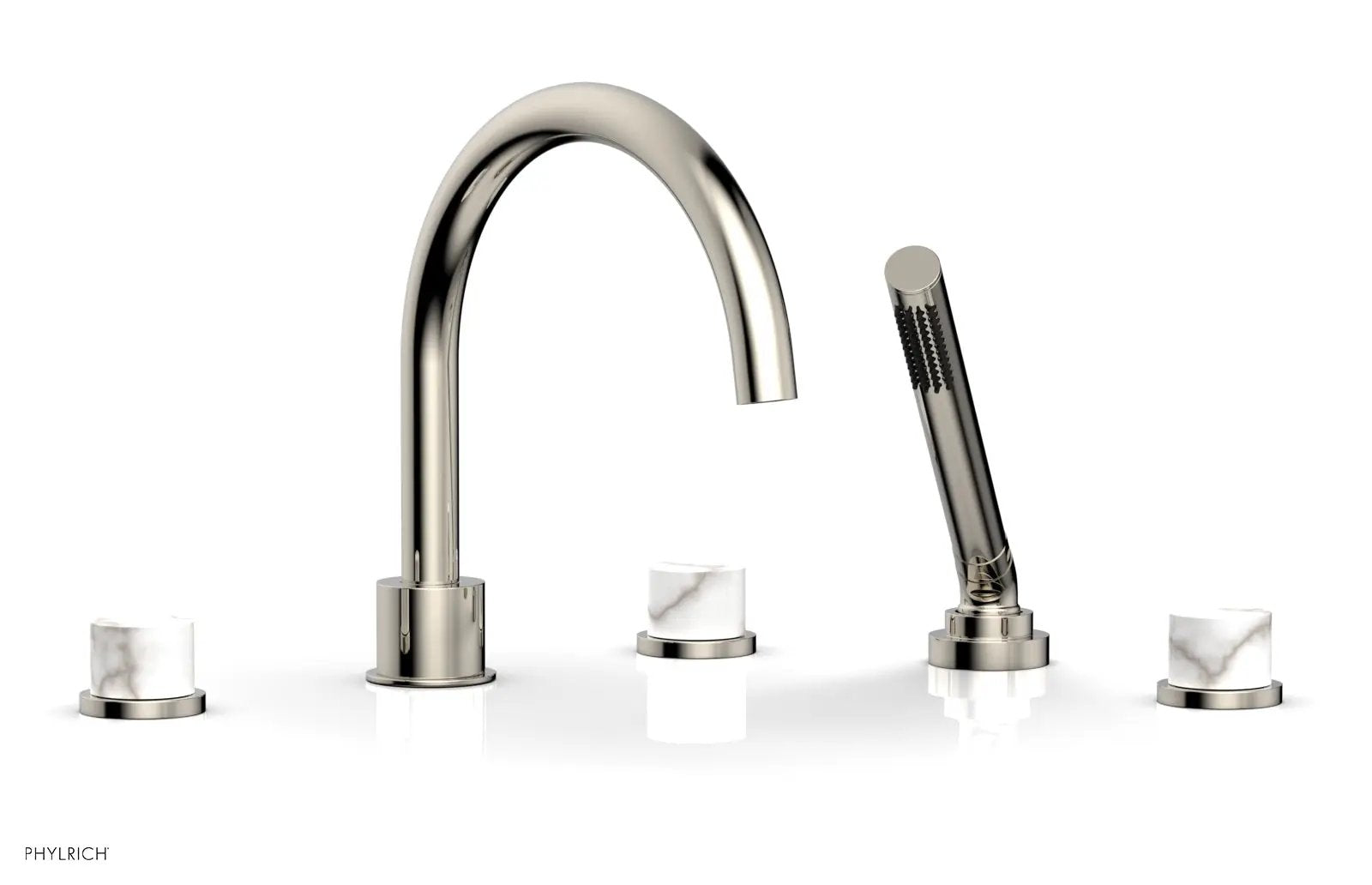 Phylrich BASIC II Deck Tub Set with Hand Shower - White Marble by Phylrich