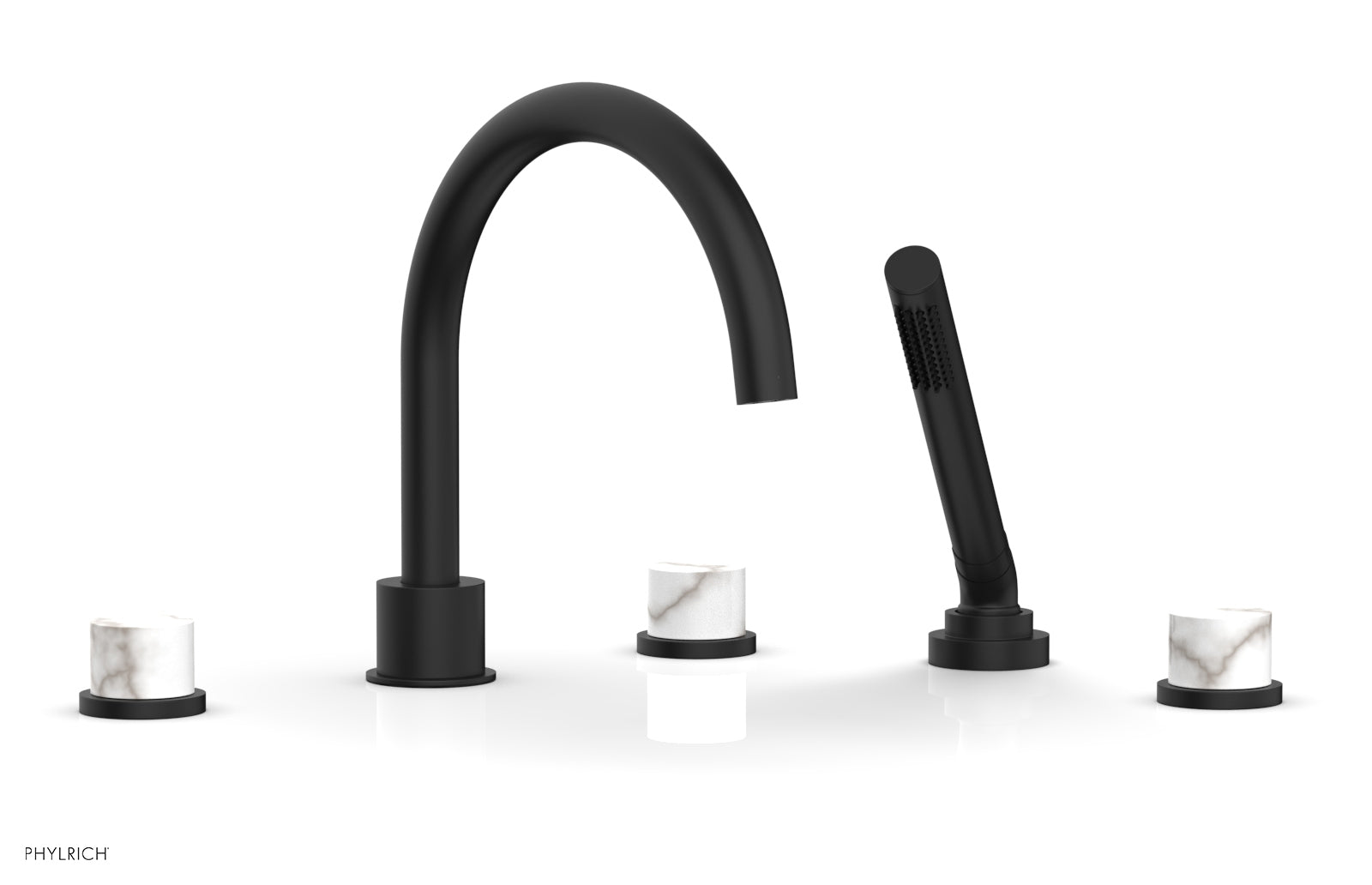 Phylrich BASIC II Deck Tub Set with Hand Shower - White Marble