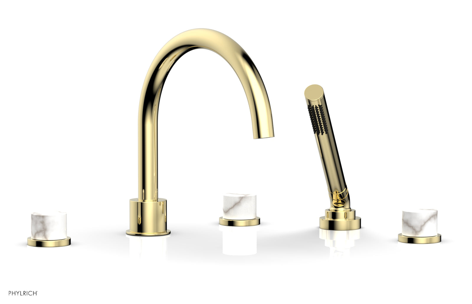 Phylrich BASIC II Deck Tub Set with Hand Shower - White Marble
