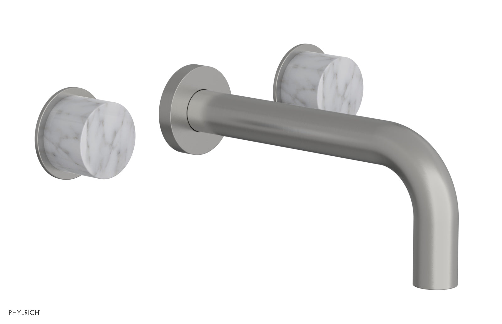 Phylrich BASIC II Wall Tub Set, White Marble Handles