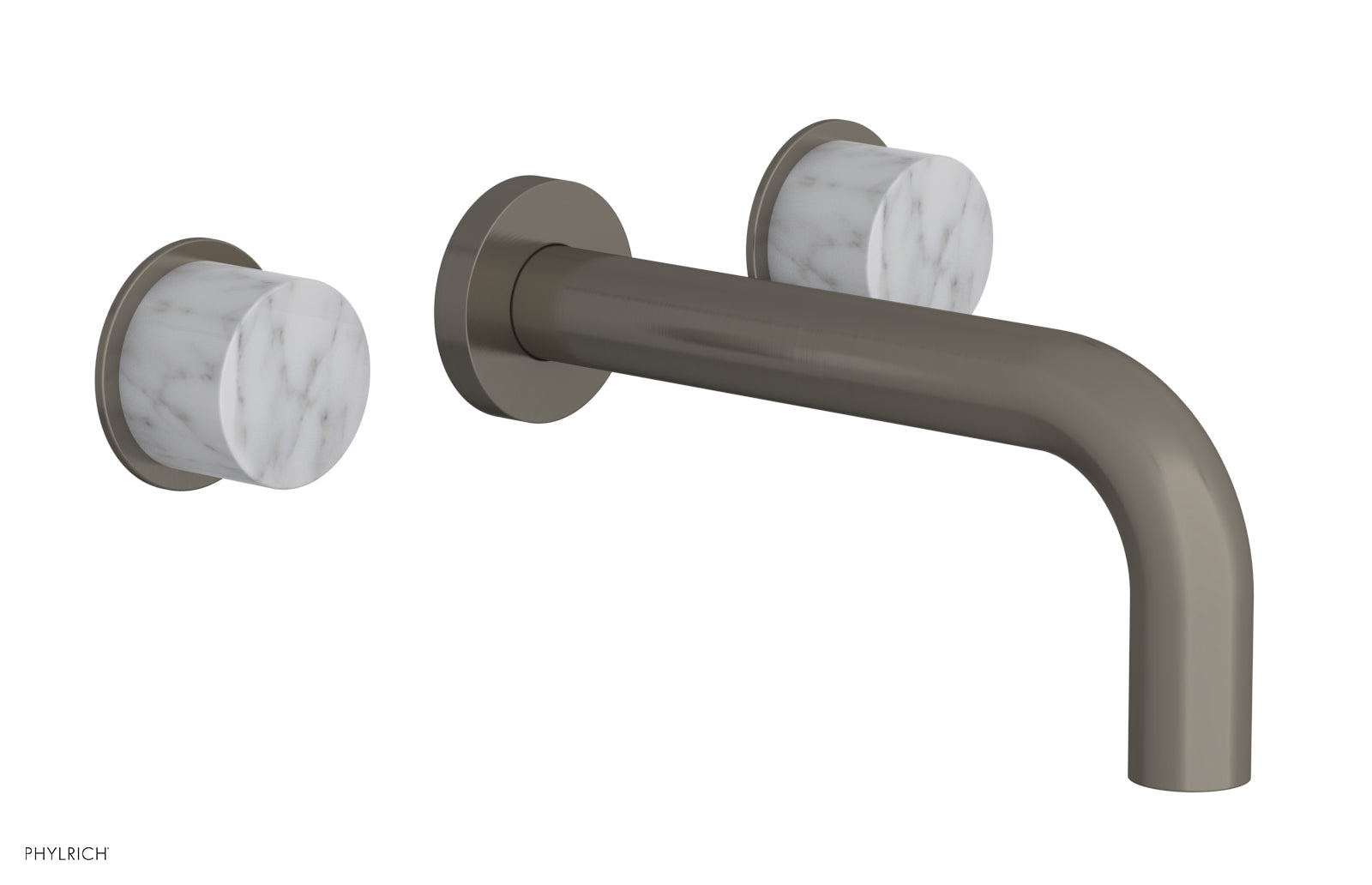 Phylrich BASIC II Wall Tub Set, White Marble Handles