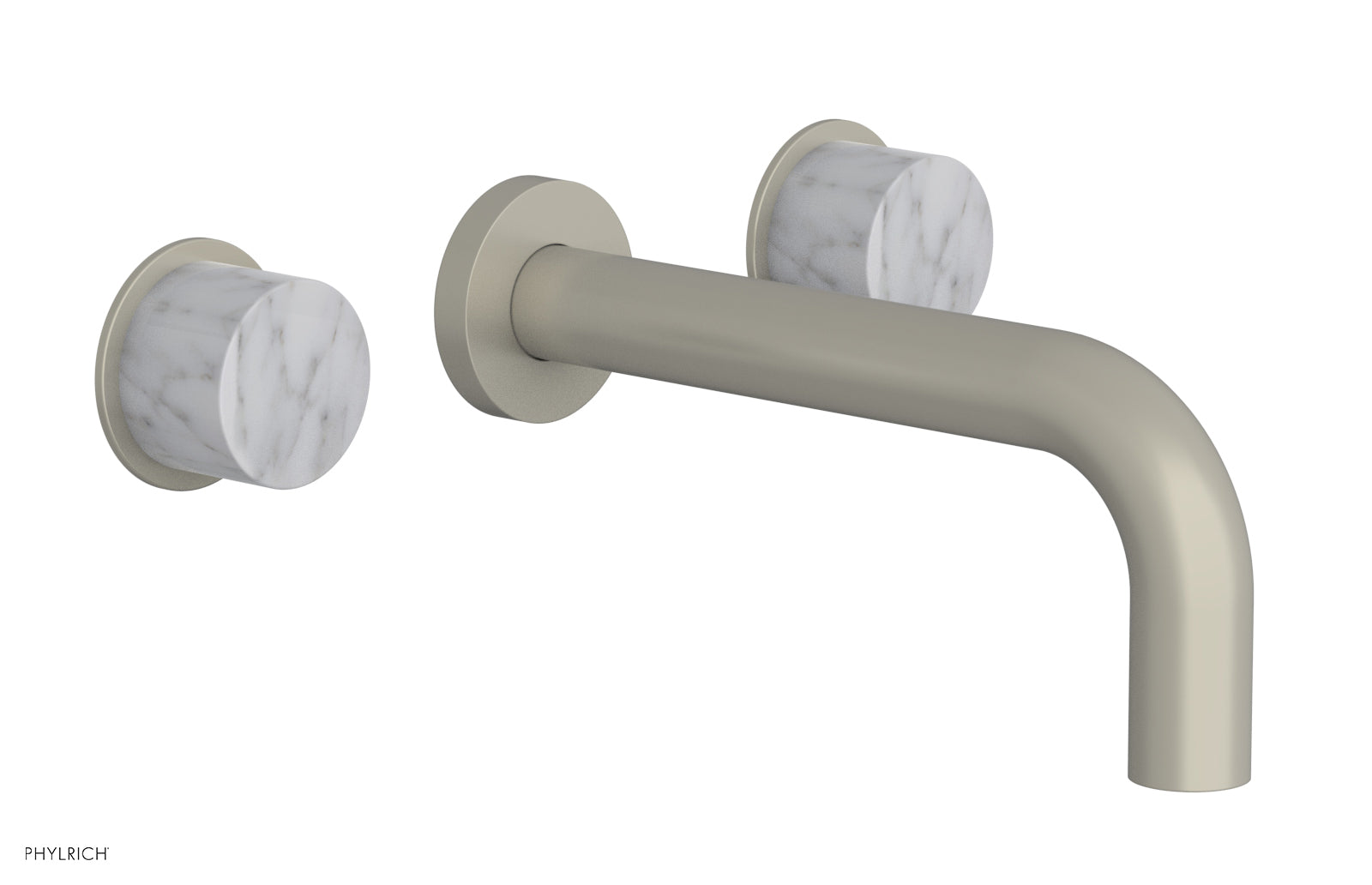 Phylrich BASIC II Wall Tub Set, White Marble Handles