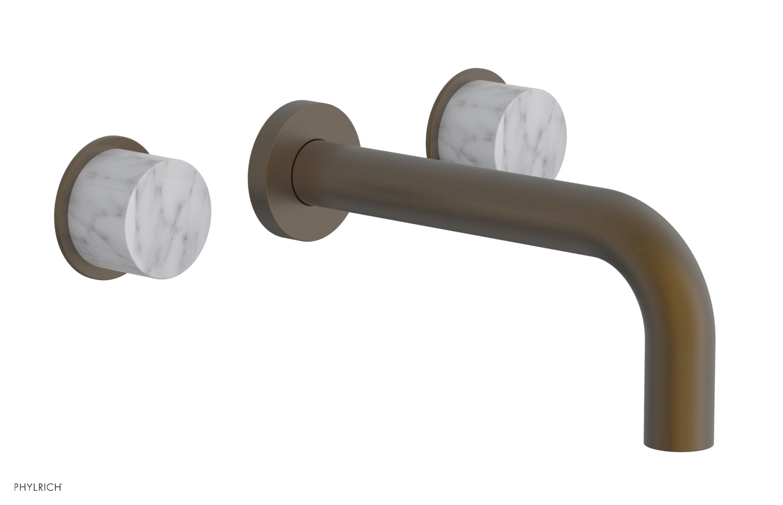 Phylrich BASIC II Wall Tub Set, White Marble Handles