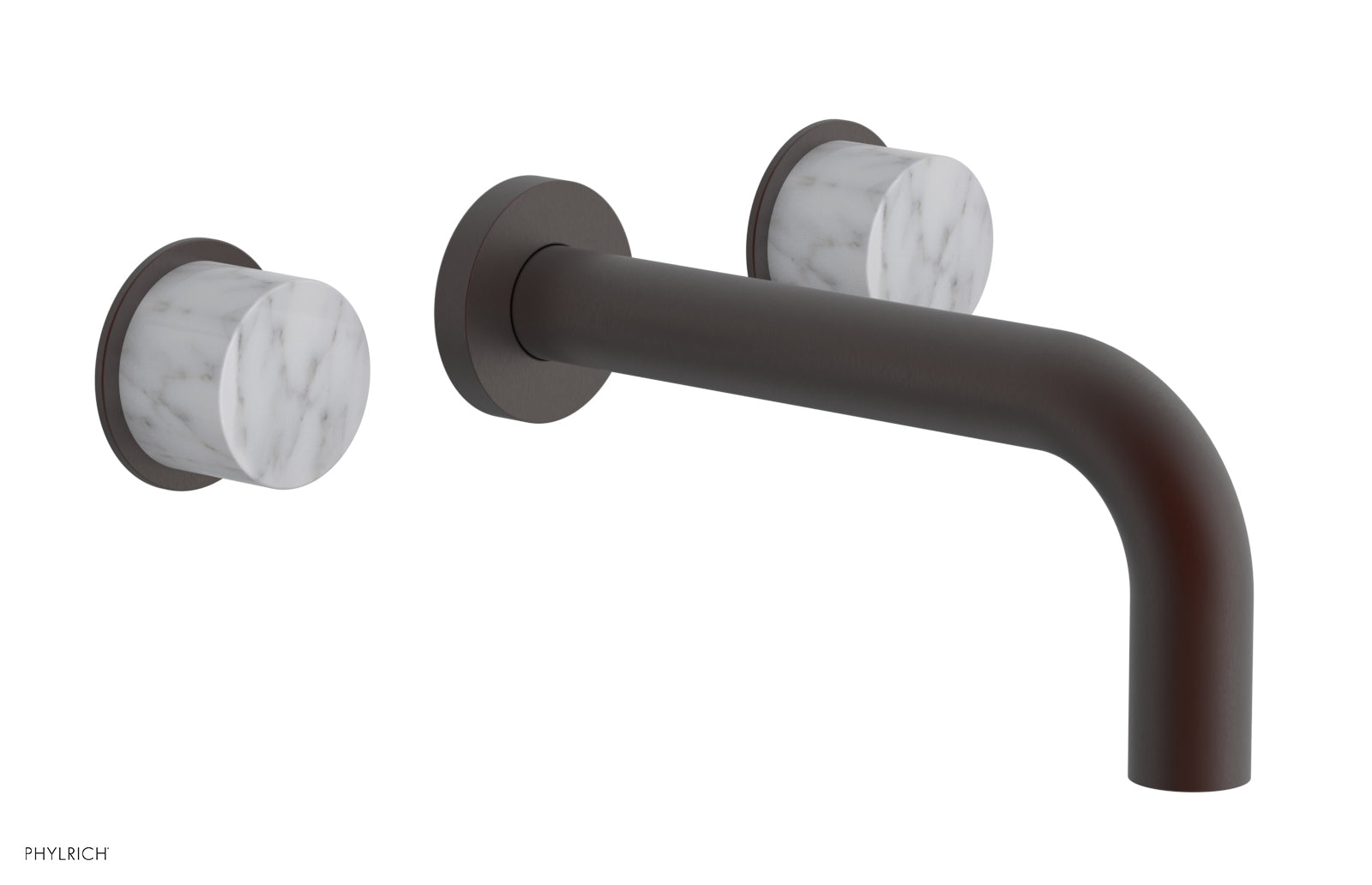 Phylrich BASIC II Wall Tub Set, White Marble Handles