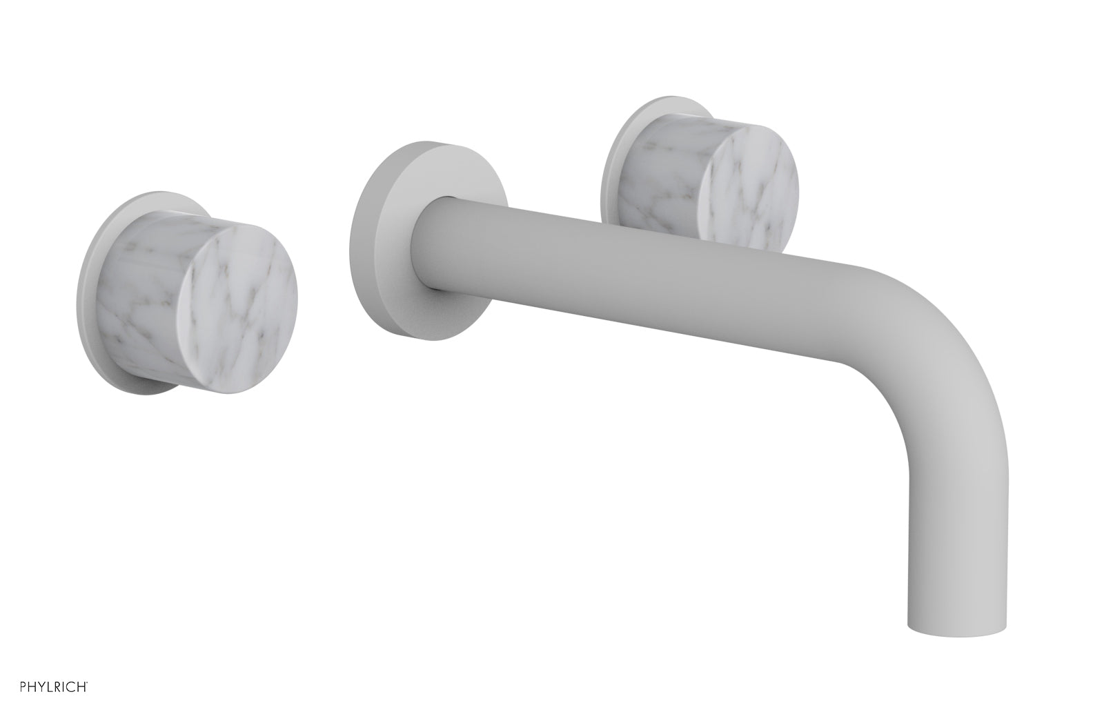 Phylrich BASIC II Wall Tub Set, White Marble Handles
