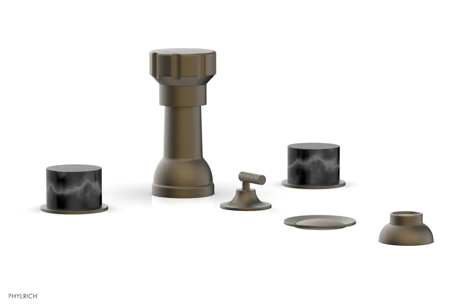 Phylrich BASIC II Four Hole Bidet Set - Marble Handles by Phylrich