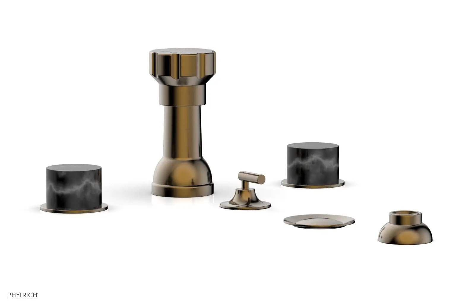 Phylrich BASIC II Four Hole Bidet Set - Marble Handles by Phylrich