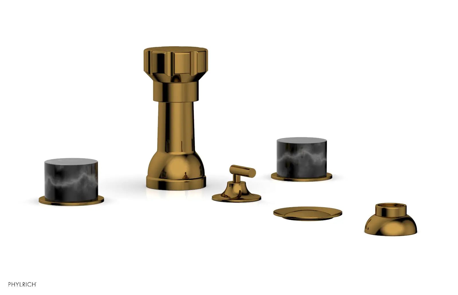 Phylrich BASIC II Four Hole Bidet Set - Marble Handles by Phylrich