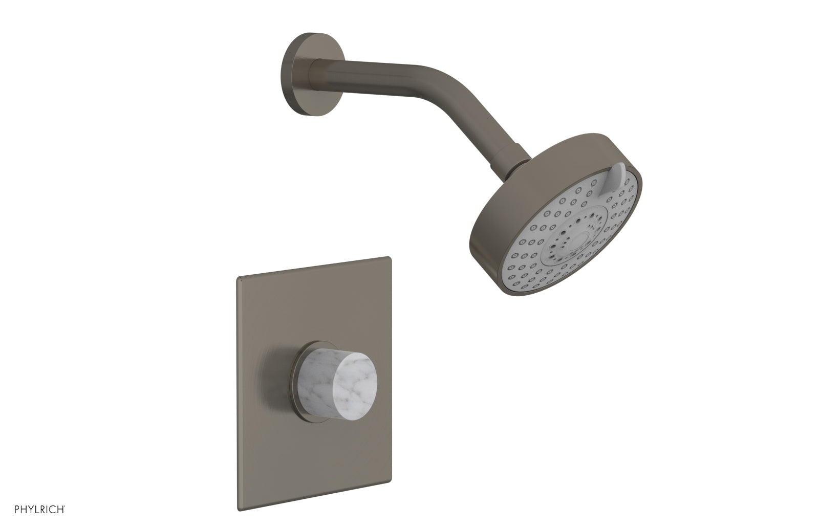 Phylrich BASIC II Pressure Balance Shower Set - White Marble Handle