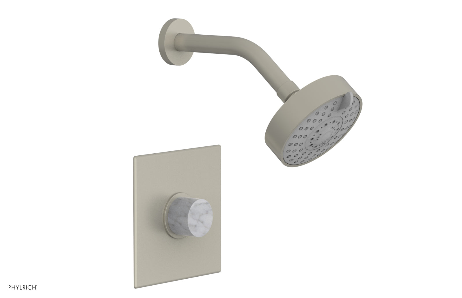 Phylrich BASIC II Pressure Balance Shower Set - White Marble Handle