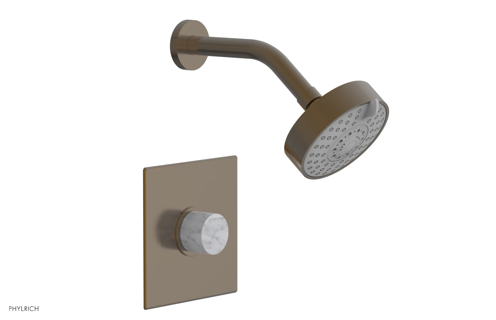 Phylrich BASIC II Pressure Balance Shower Set - White Marble Handle