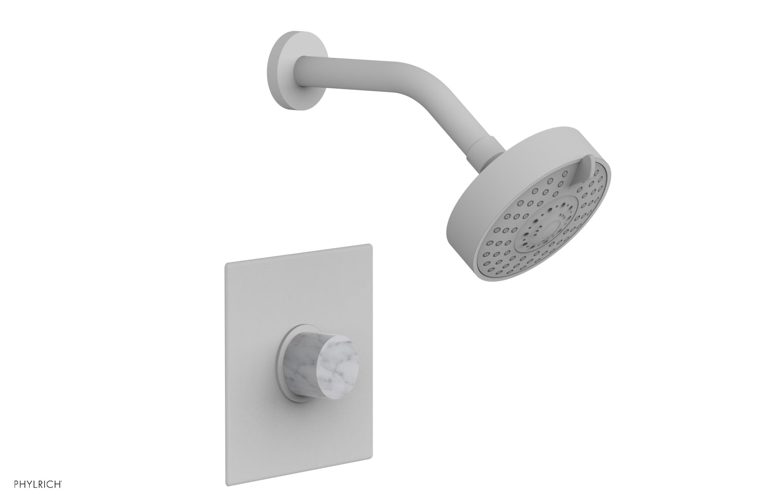 Phylrich BASIC II Pressure Balance Shower Set - White Marble Handle