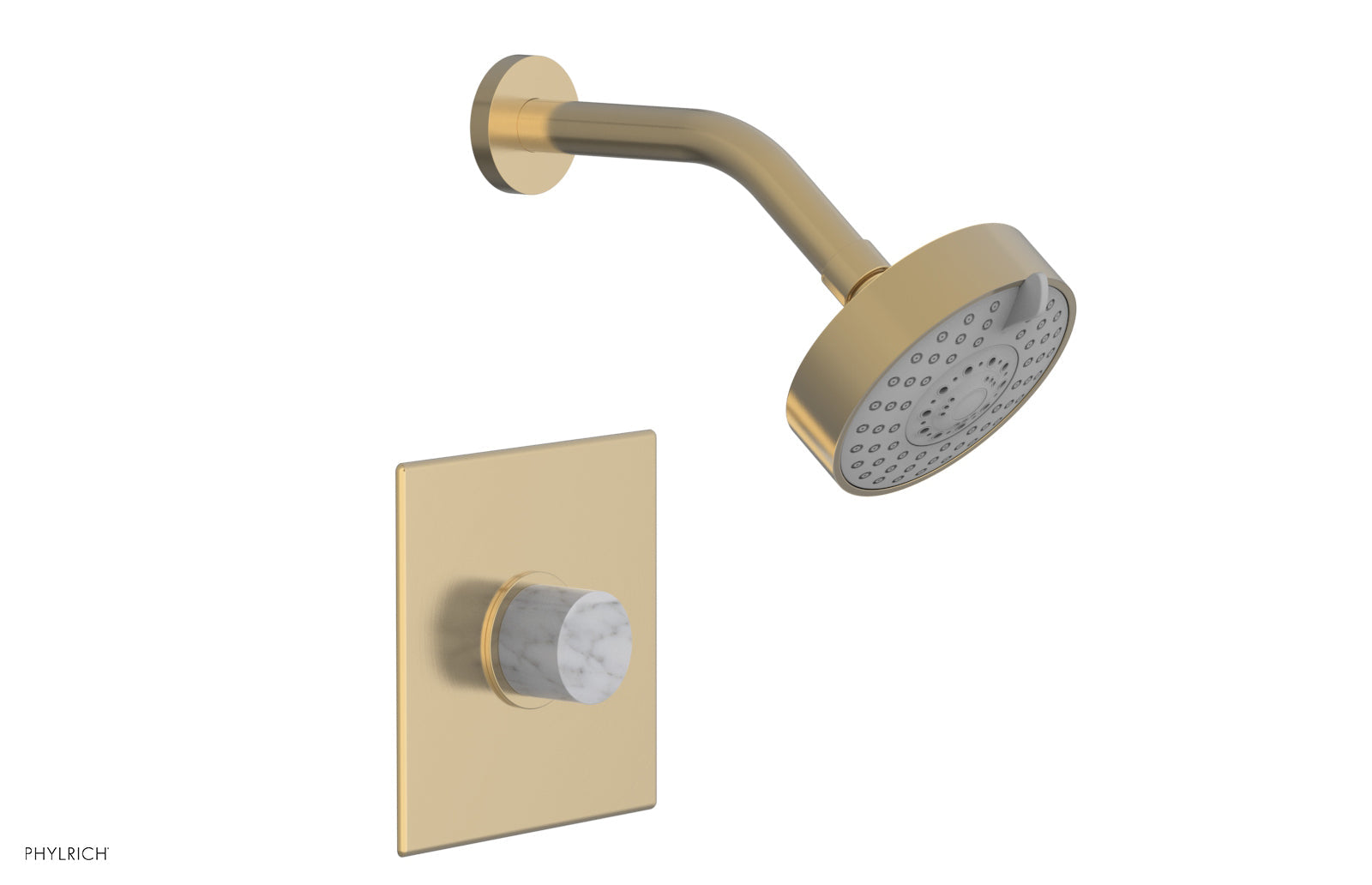 Phylrich BASIC II Pressure Balance Shower Set - White Marble Handle