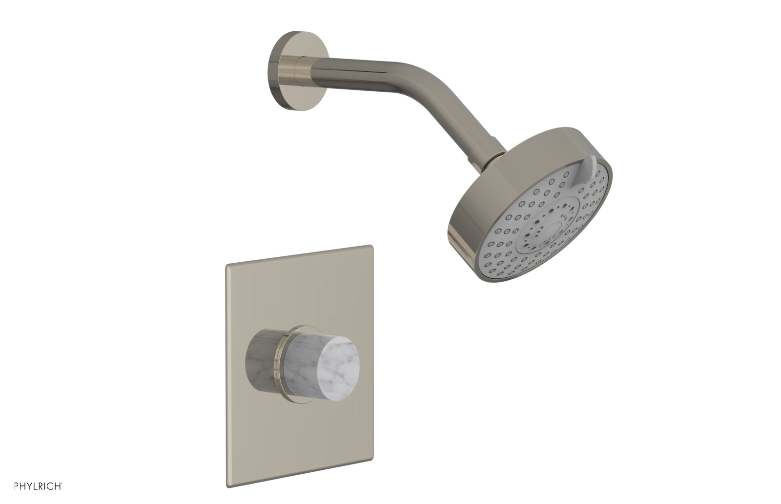 Phylrich BASIC II Pressure Balance Shower Set - White Marble Handle