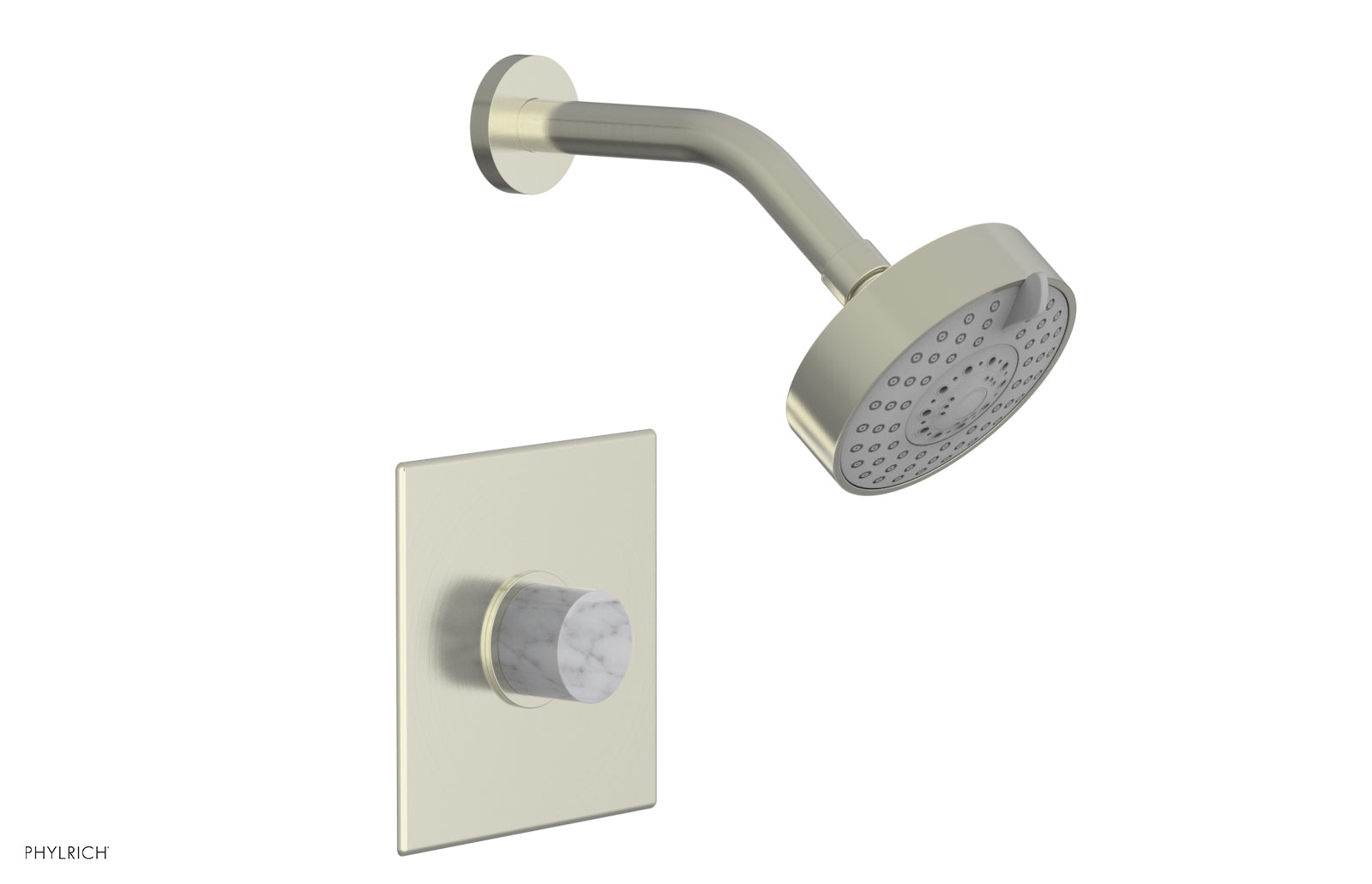 Phylrich BASIC II Pressure Balance Shower Set - White Marble Handle