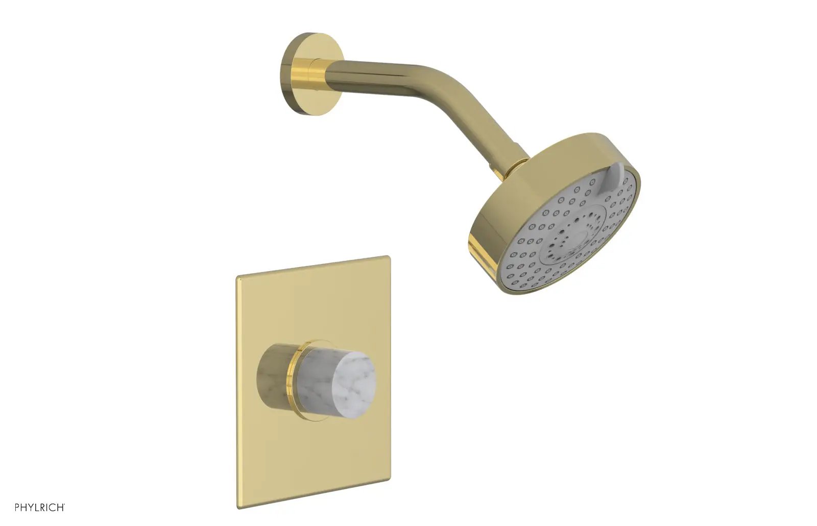 Phylrich BASIC II Pressure Balance Shower Set - White Marble Handle by Phylrich