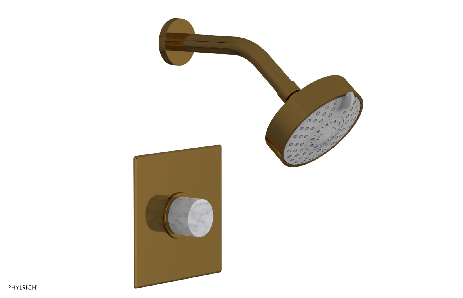 Phylrich BASIC II Pressure Balance Shower Set - White Marble Handle