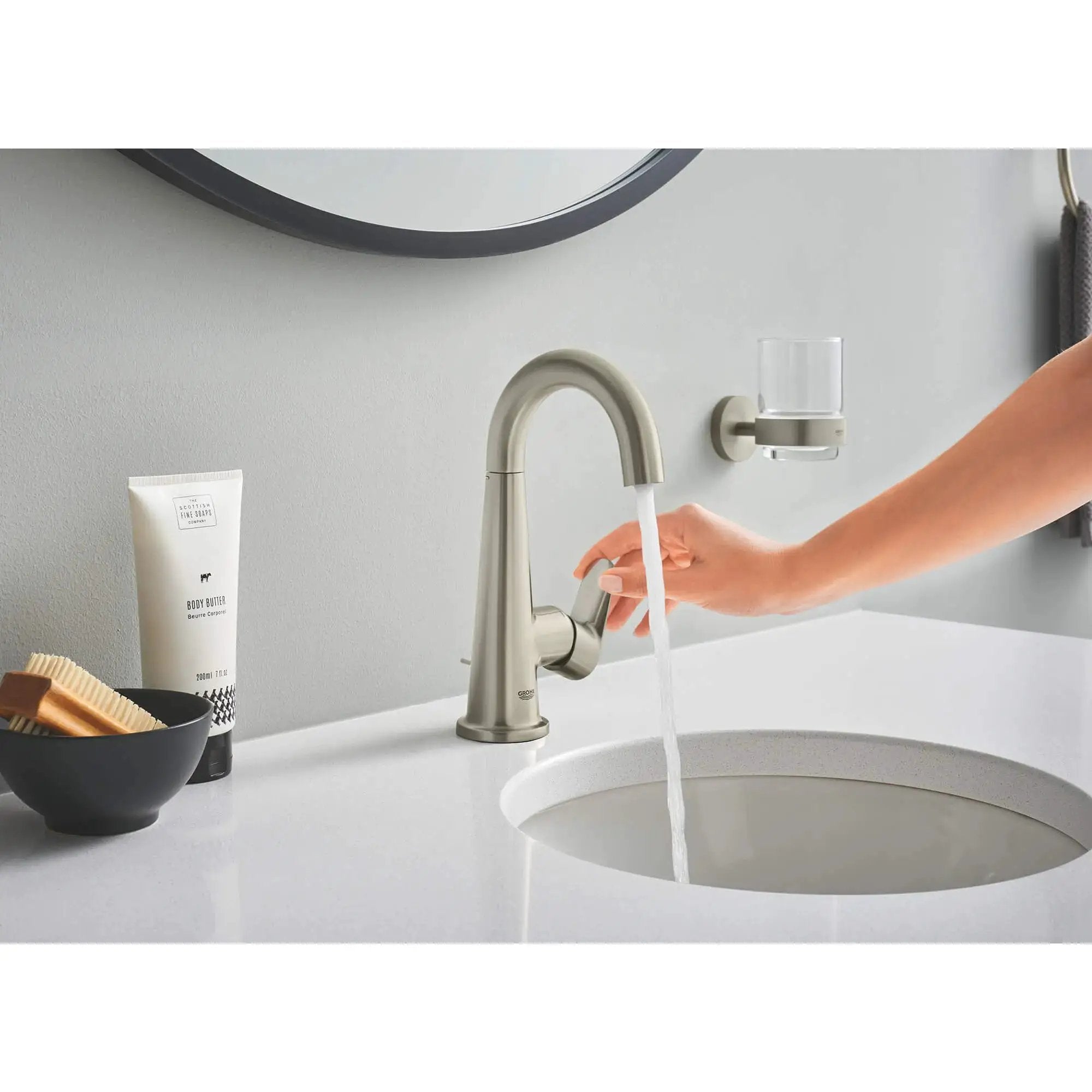 brushed nickel bathroom tumbler