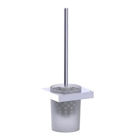 polished chrome toilet brush set