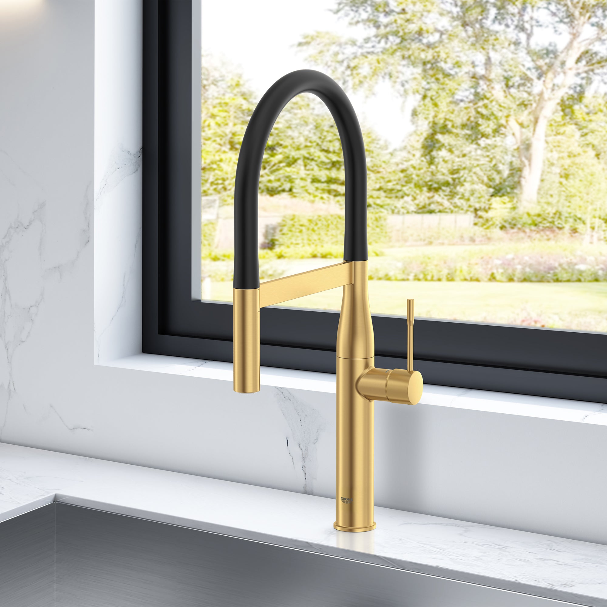 brushed cool sunrise kitchen faucet