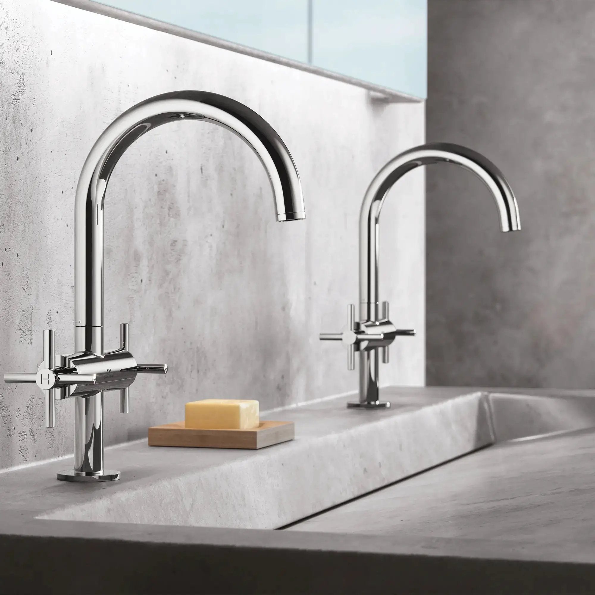 chrome bathroom faucet