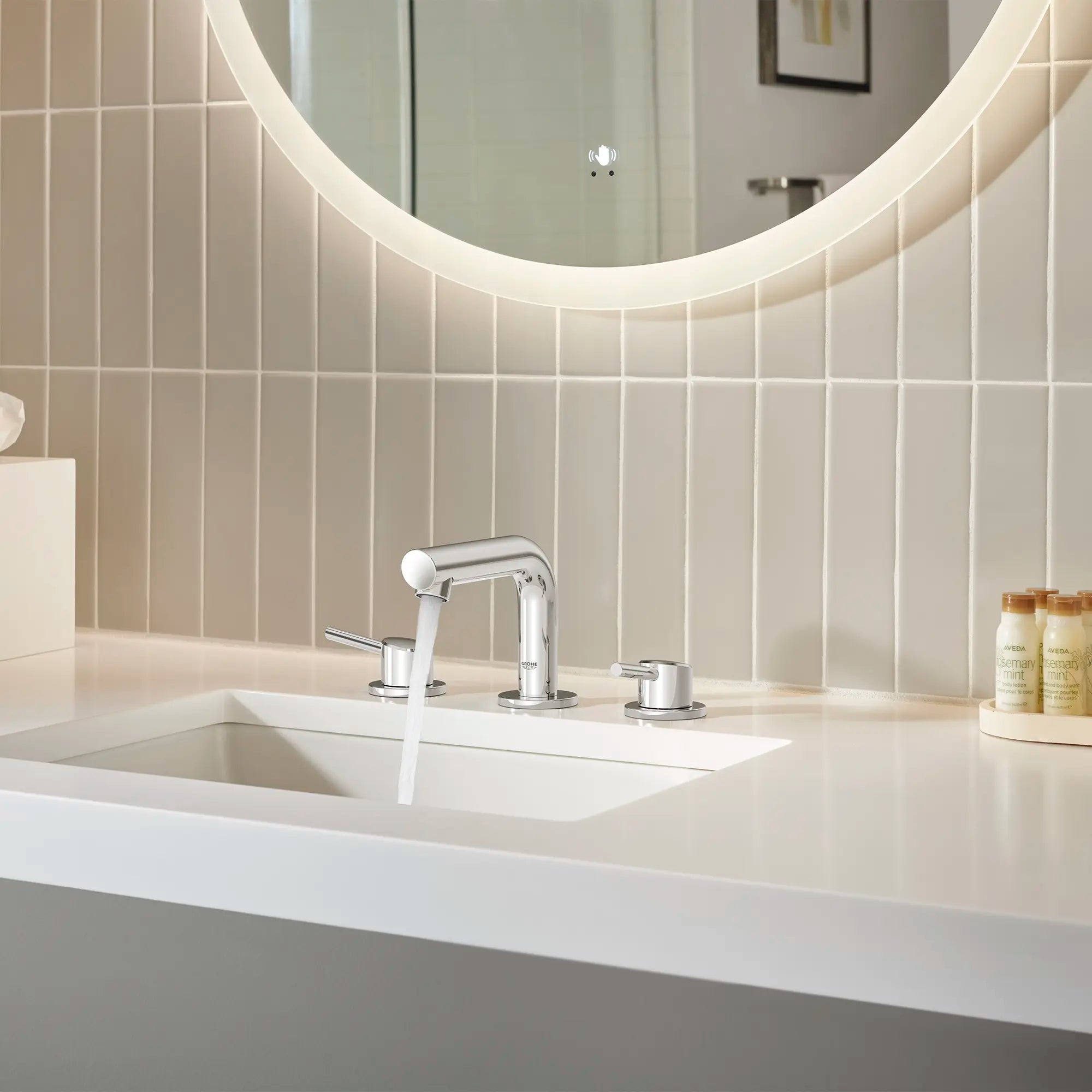 chrome bathroom faucet