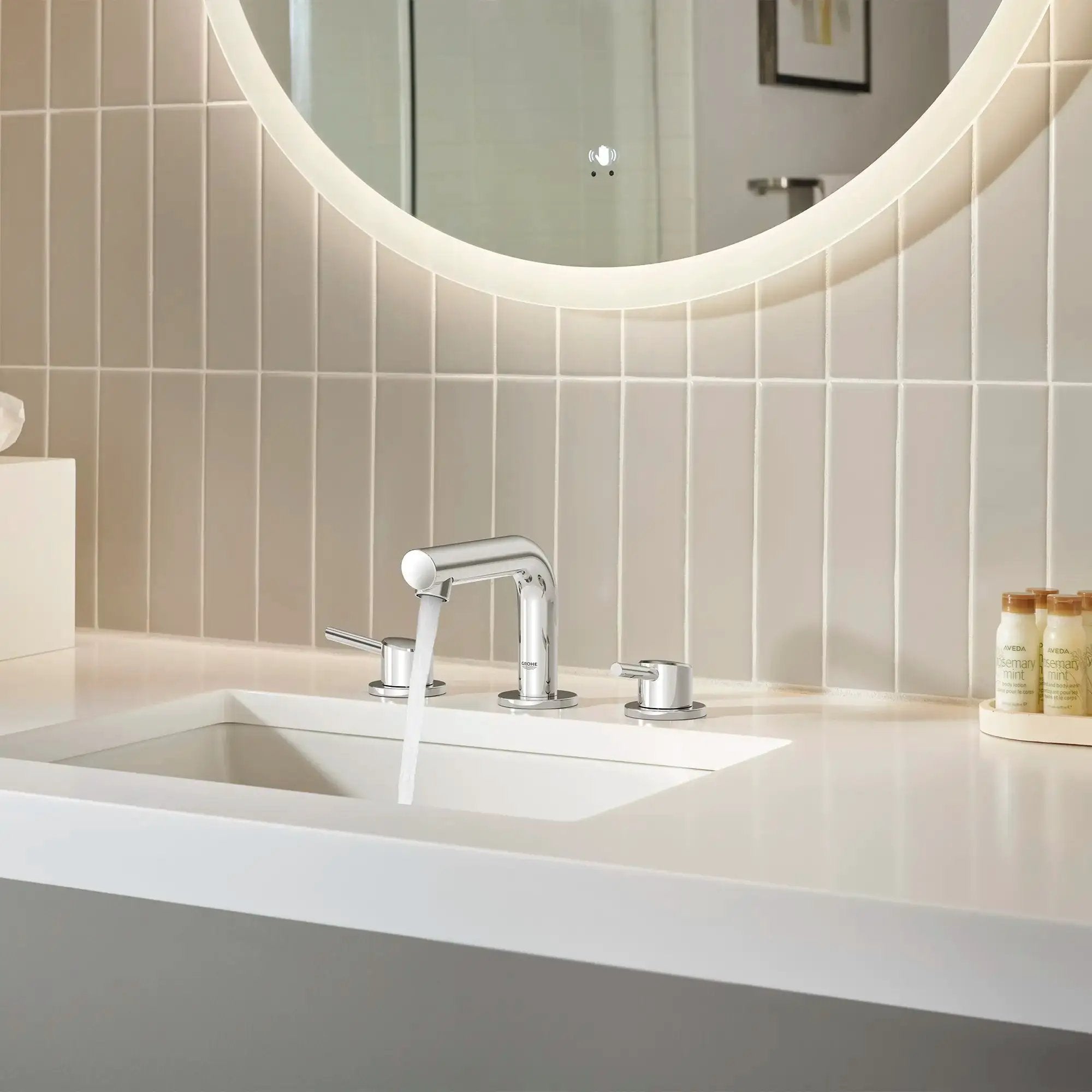 chrome bathroom faucet