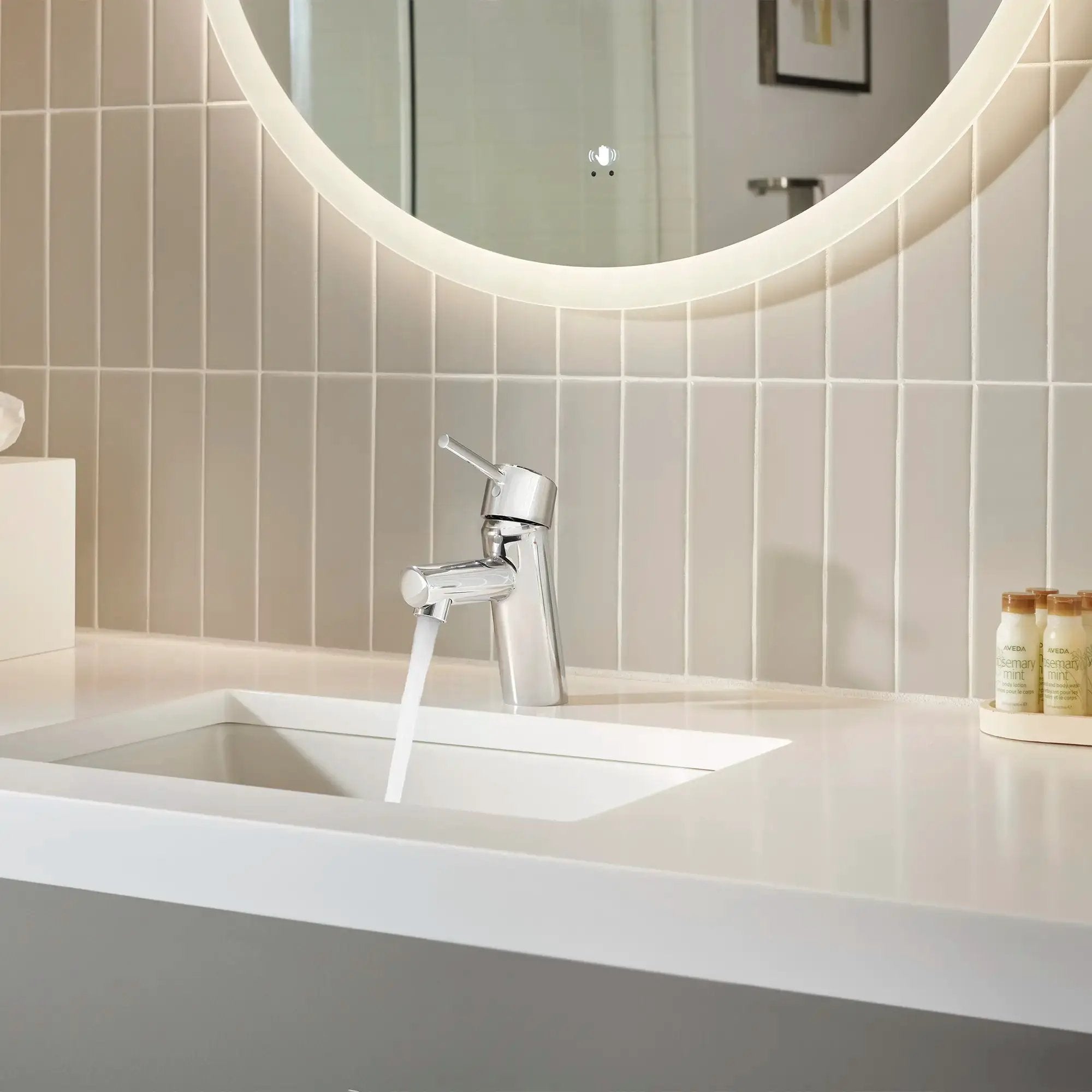 chrome bathroom faucet