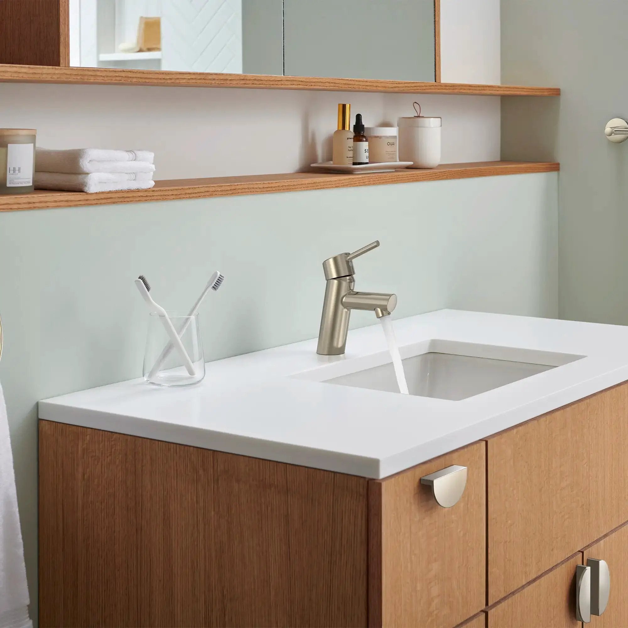 brushed nickel bathroom faucet