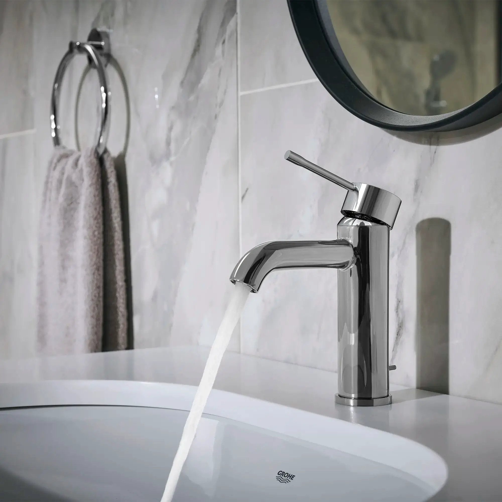 chrome bathroom faucet