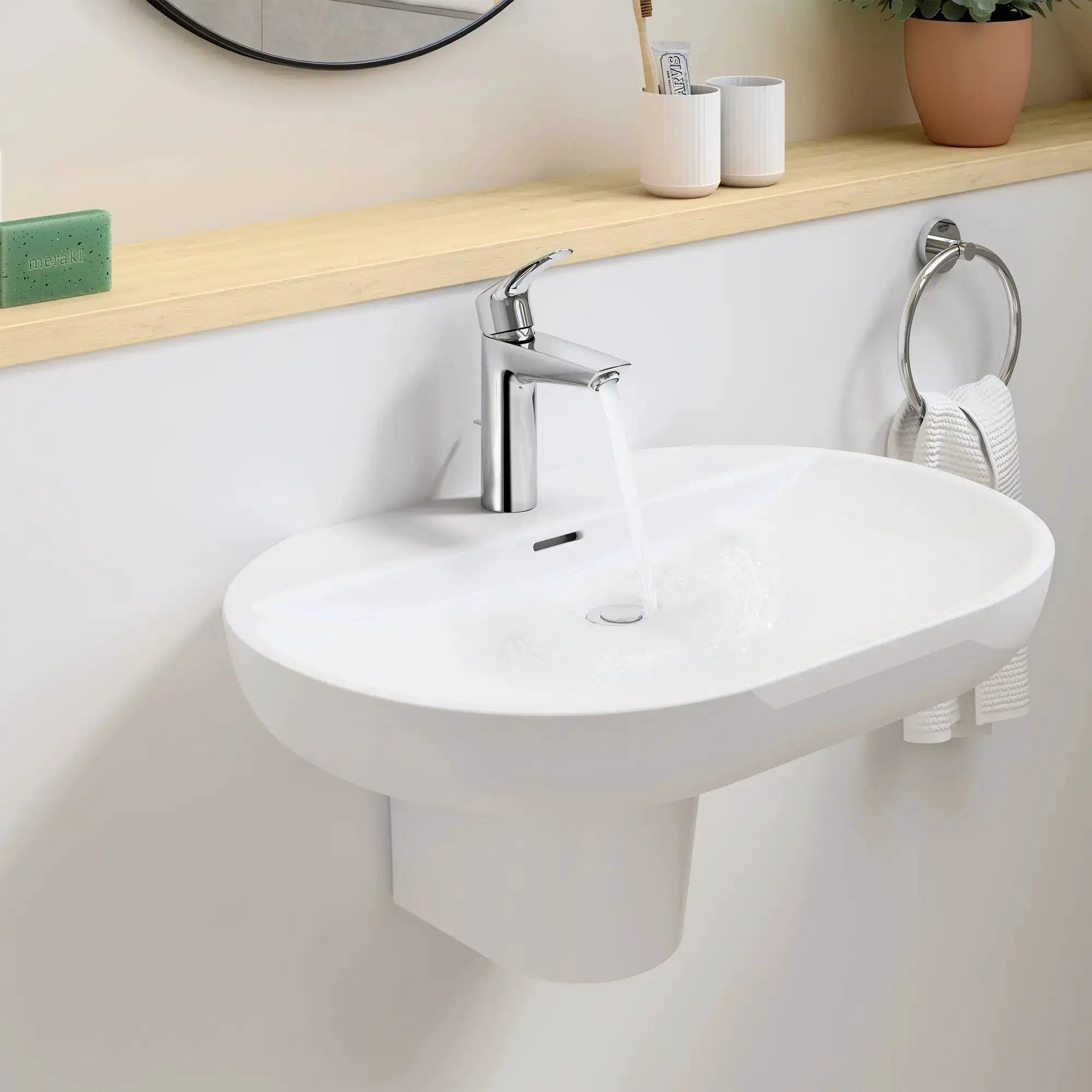 chrome bathroom faucet