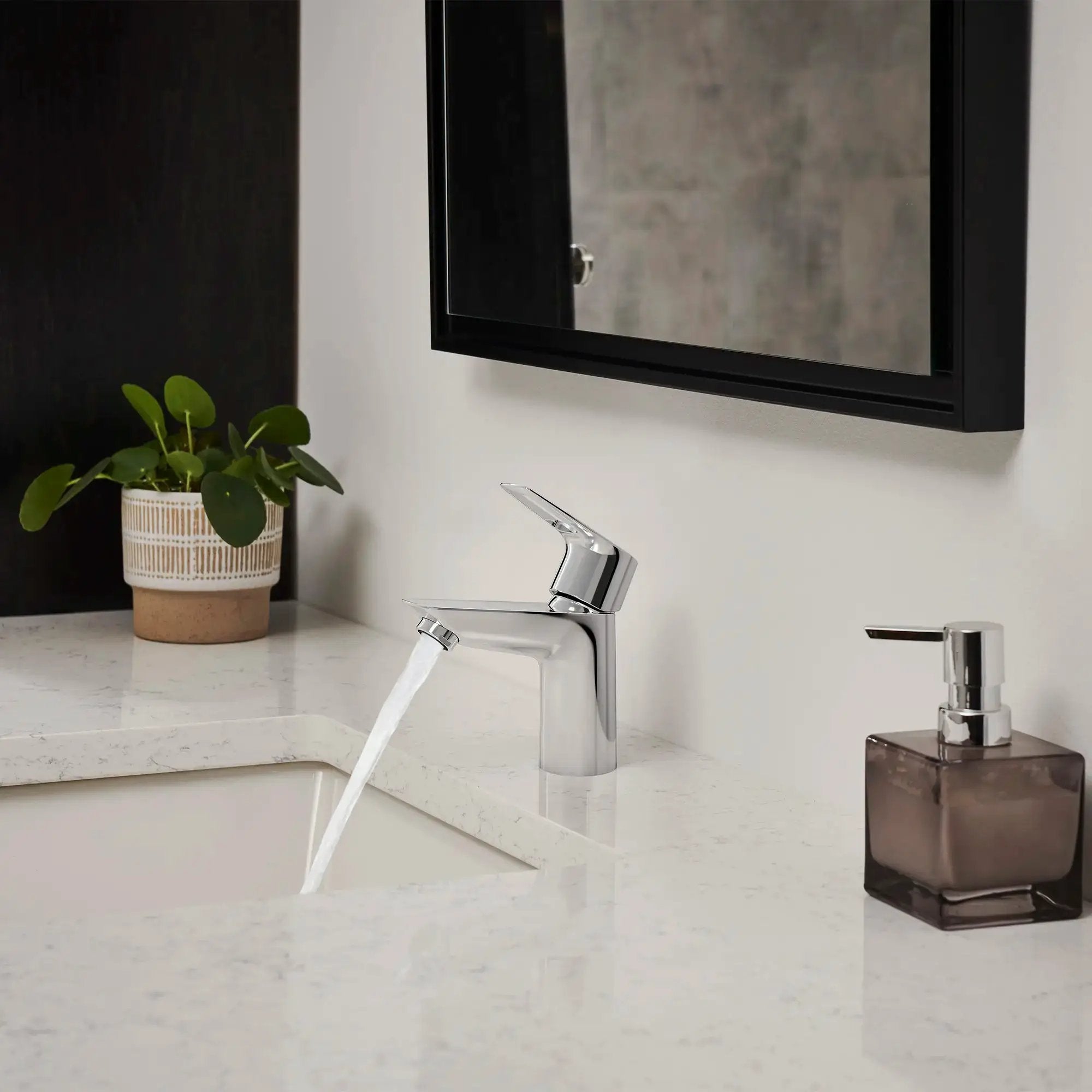 chrome bathroom faucet