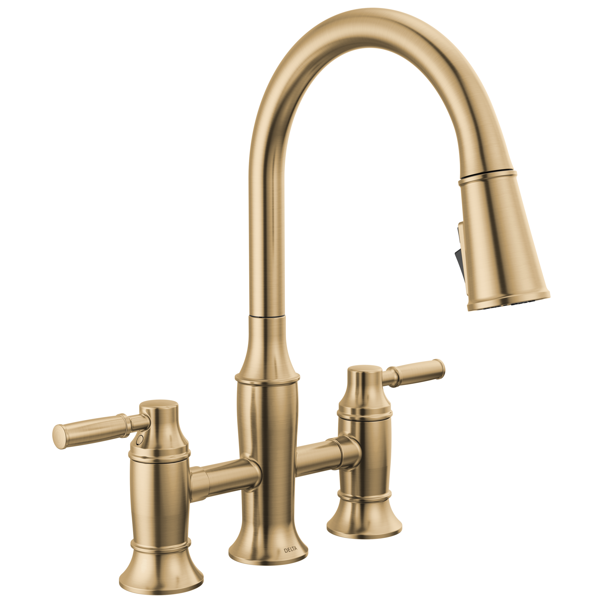 Delta Renaldi Two Handle Pull-Down Bridge Kitchen Faucet