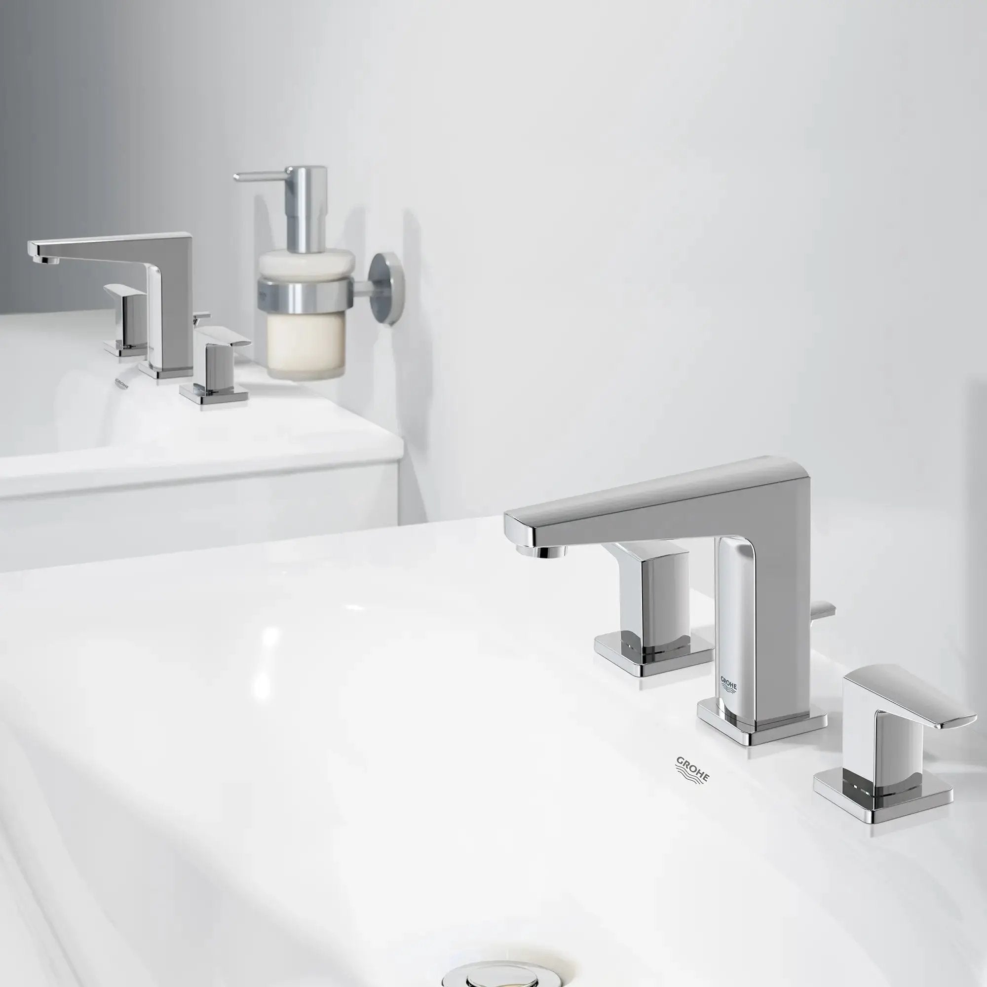 chrome bathroom faucet