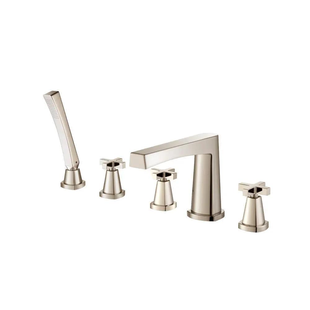 Flusso Serie 240 Five Hole Deck Mounted Roman Tub Faucet with Hand Shower by Flusso