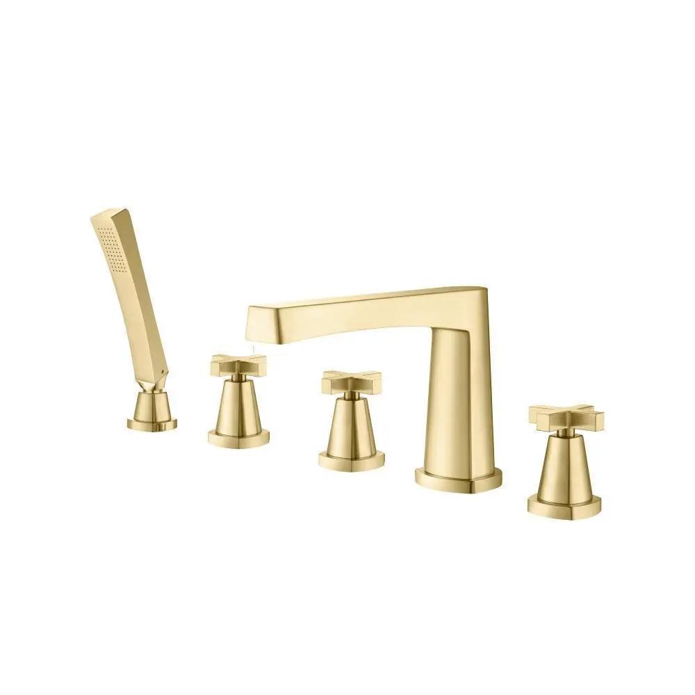 Flusso Serie 240 Five Hole Deck Mounted Roman Tub Faucet with Hand Shower by Flusso