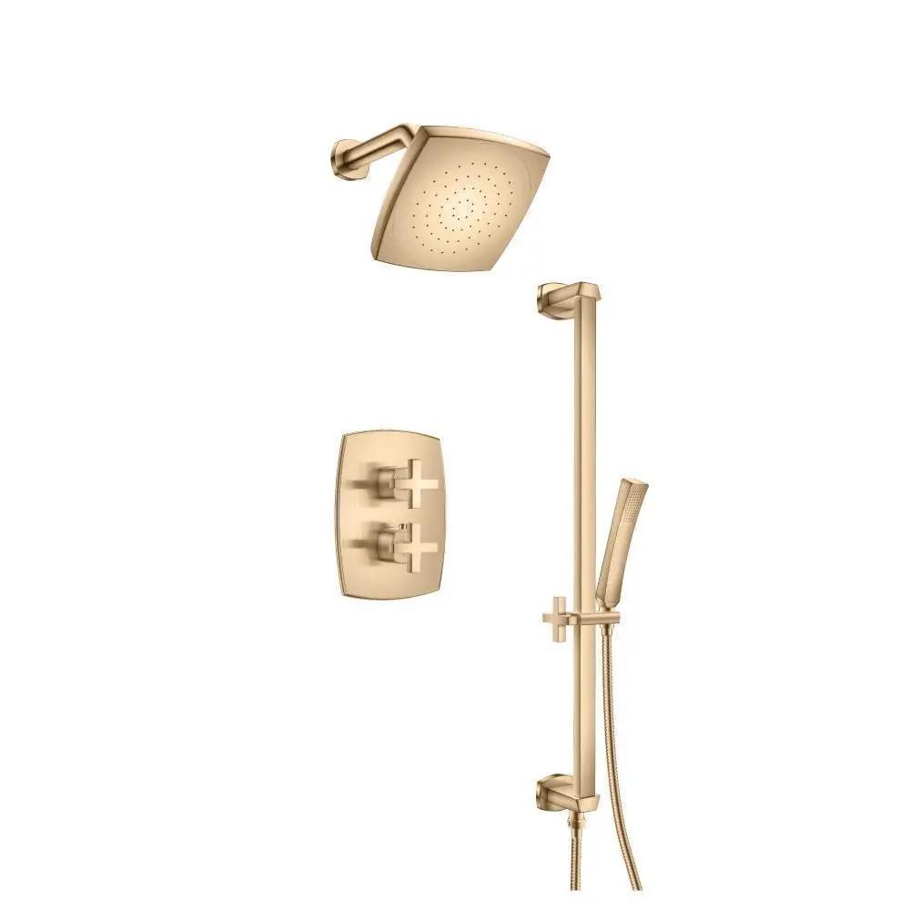 Flusso Serie 240 Two Output Shower Set with Shower Head, Hand Held and Slide Bar by Flusso