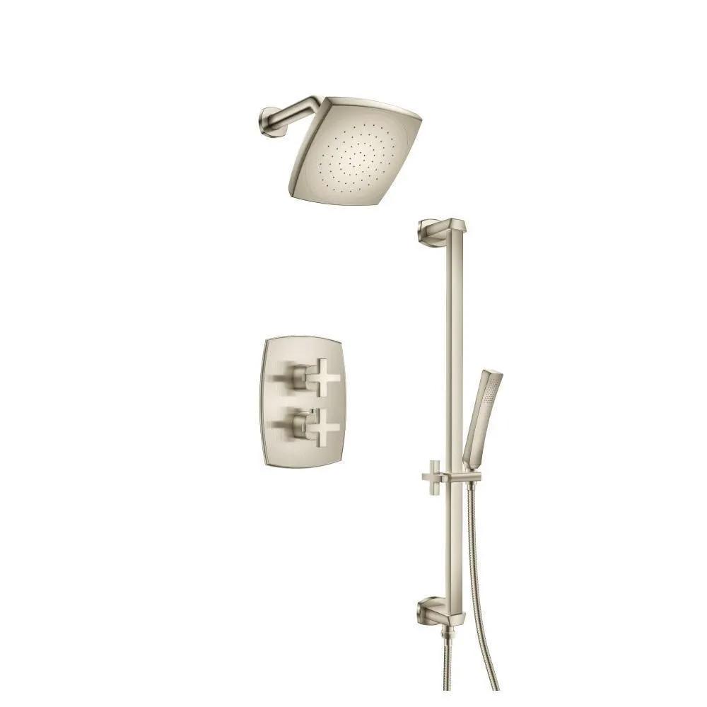 Flusso Serie 240 Two Output Shower Set with Shower Head, Hand Held and Slide Bar by Flusso