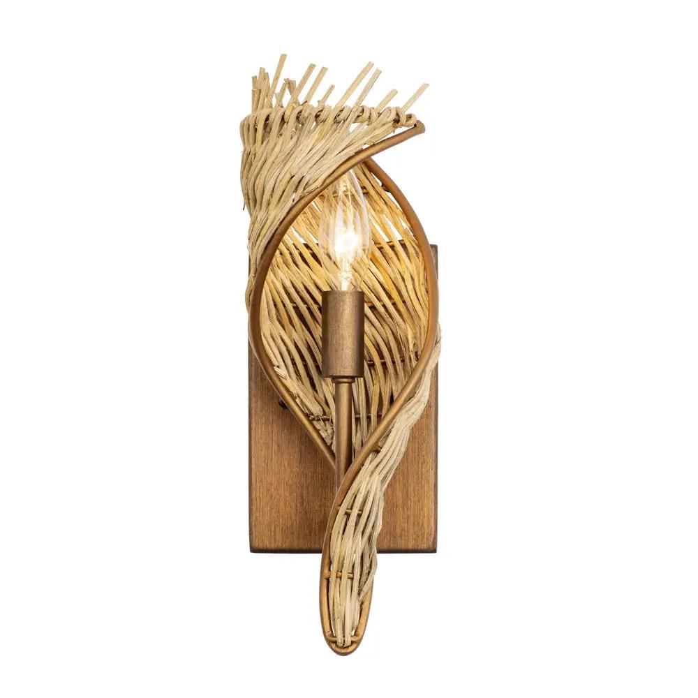 baguette/natural rattan wall mount light