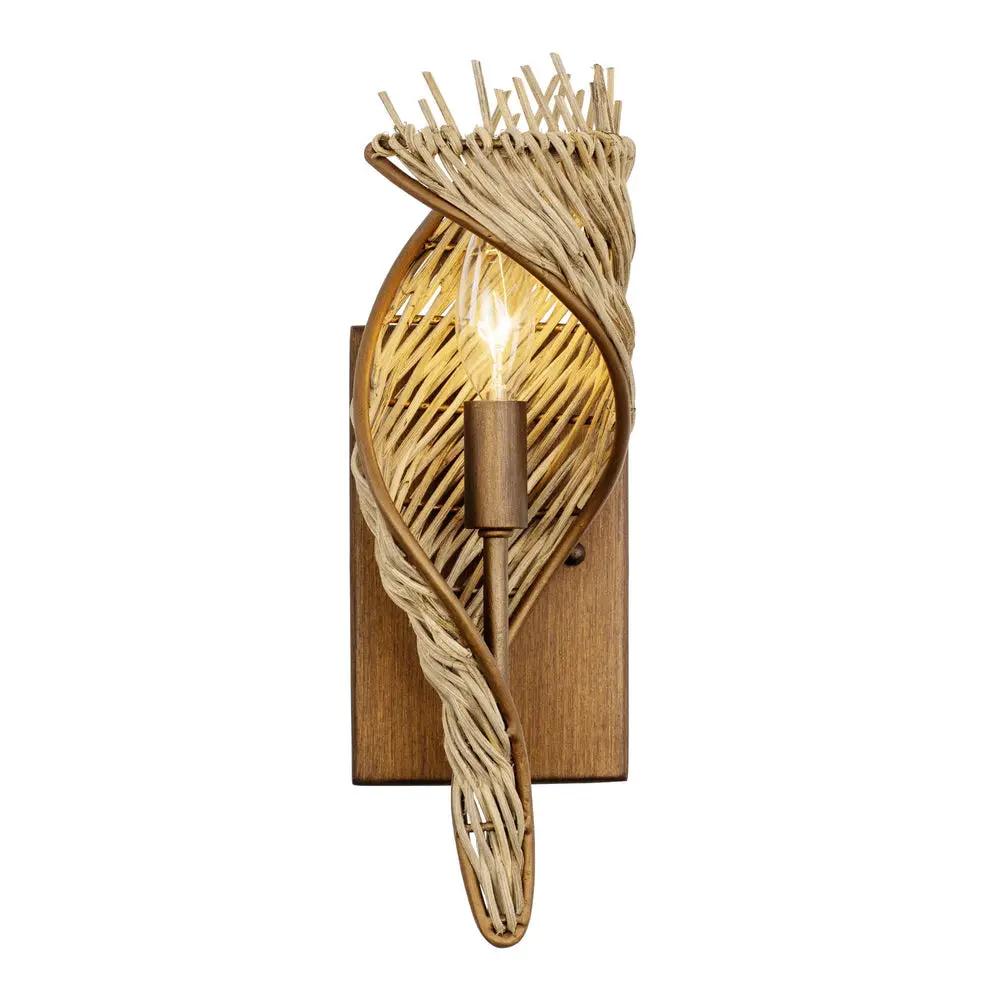 baguette/natural rattan wall mount light