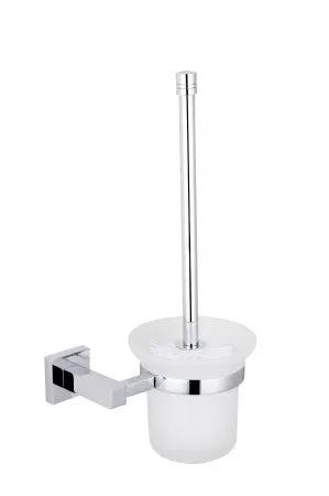 polished chrome toilet brush set