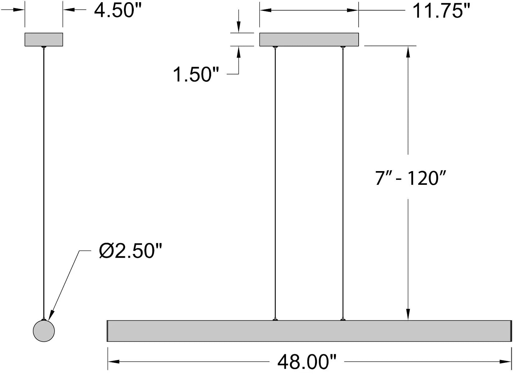 matte black led linear pendant