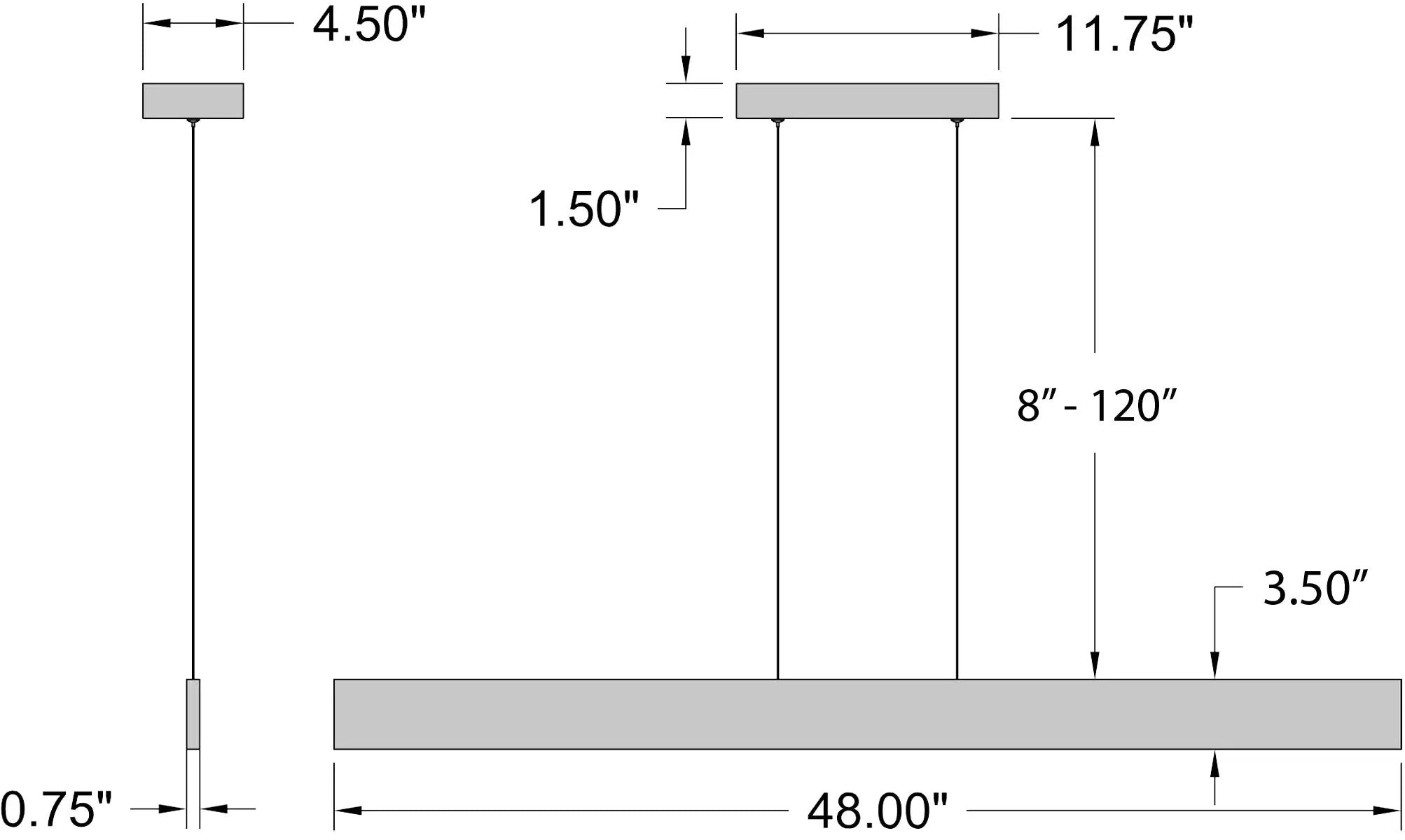 matte black led linear pendant