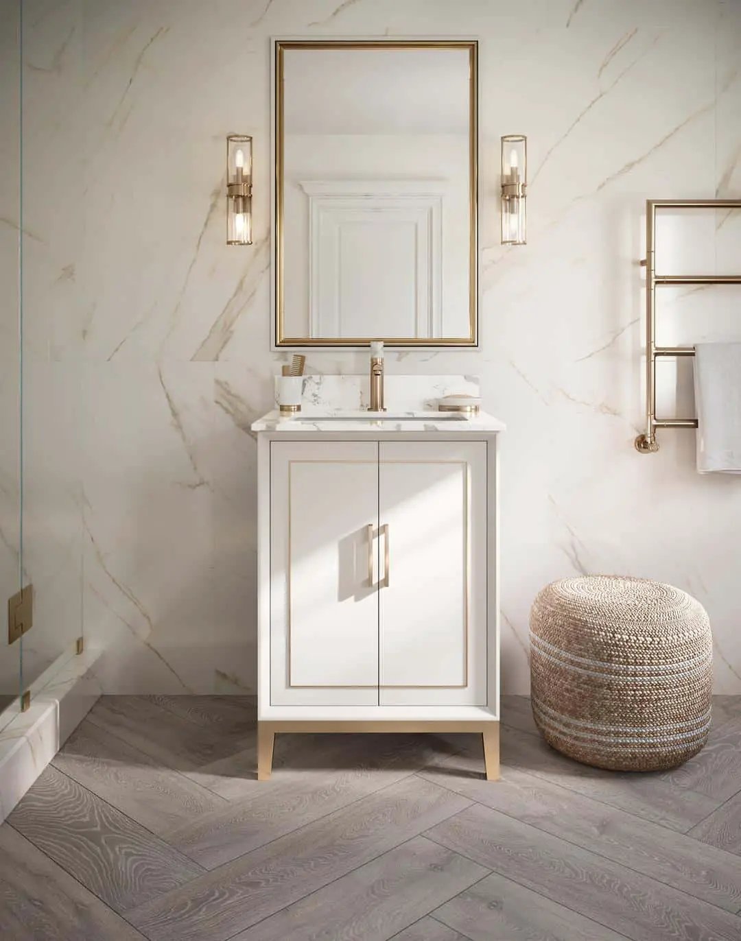 carrara marble vanity